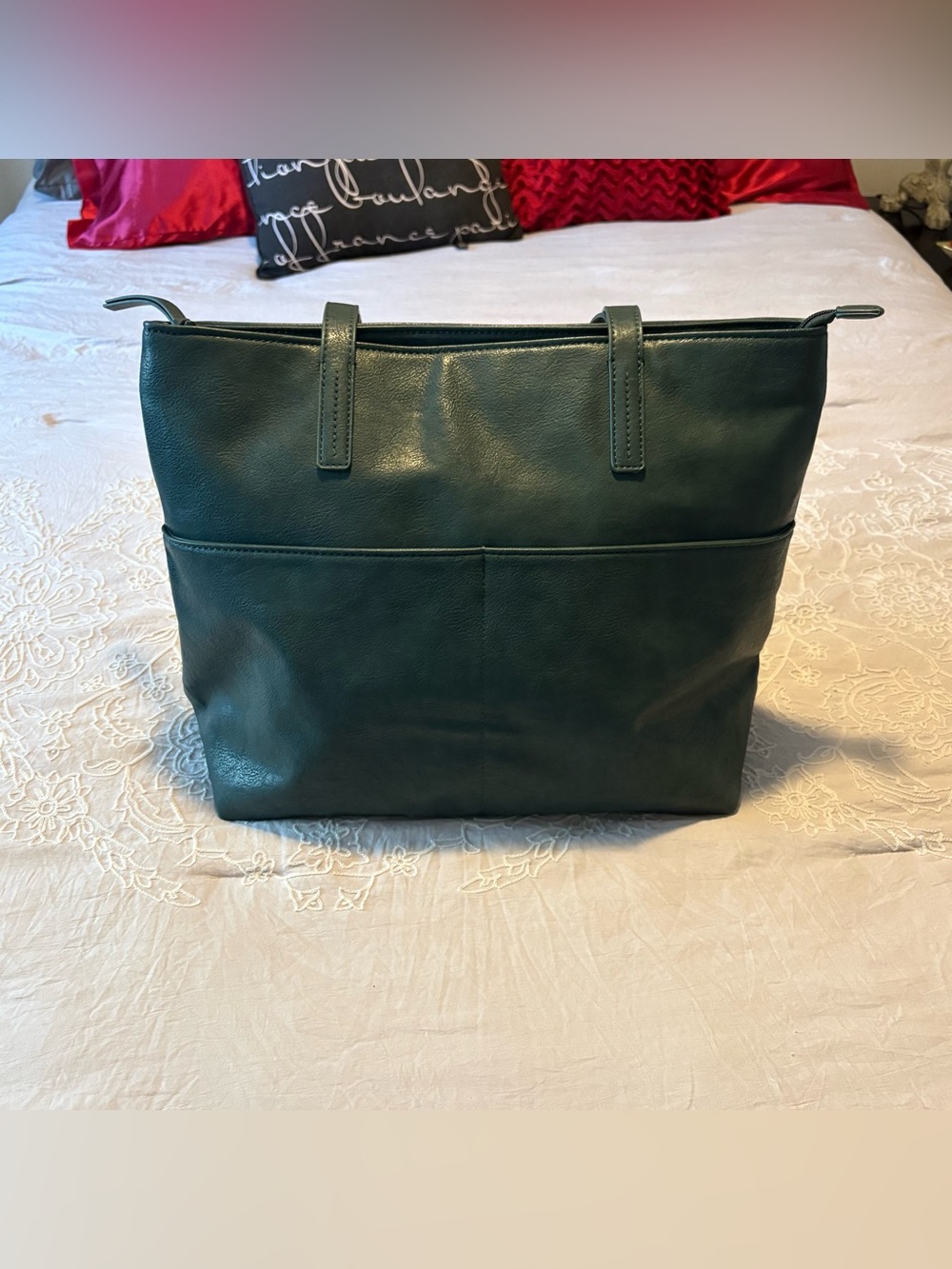 Sonoma Deep Green Leather-Look Tote